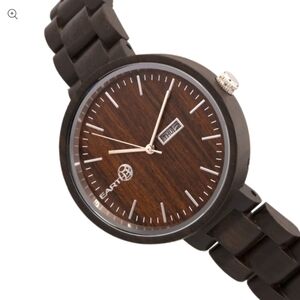 Earth Wood Mimosa Bracelet Watch w/Day/Date Minimalist Island Brown Watch